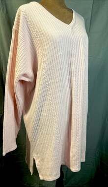 Vintage 90s Just My Size Pink Cable Knit Tunic Sweater Women's 1X 26" P2P
